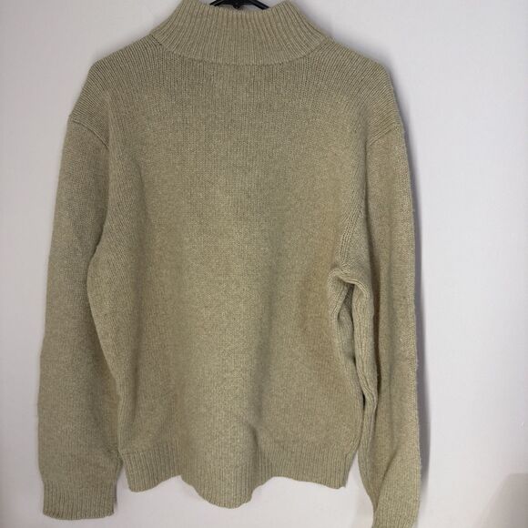 Polo Ralph Lauren 1/4 Zip Sweater XL Tan Light Brown Merino Wool Angora Vintage - Picture 3 of 12